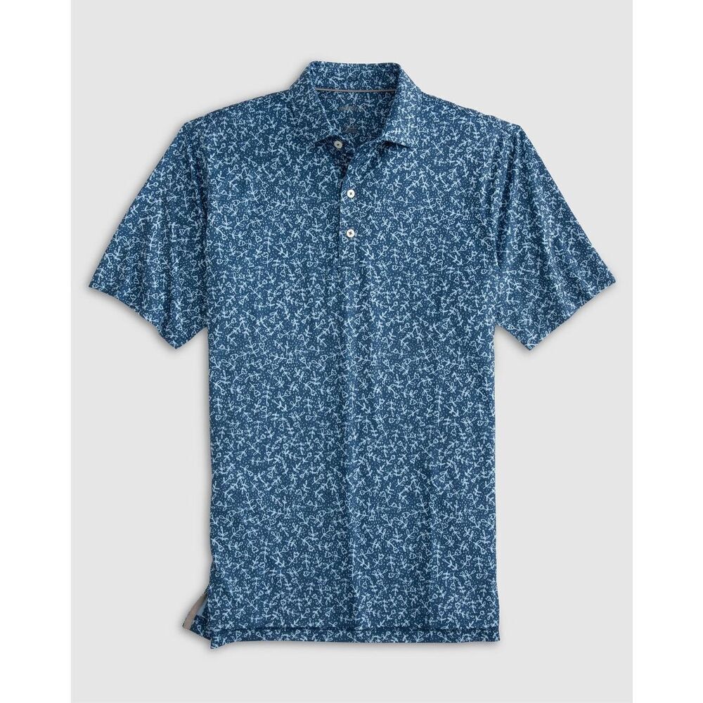 Johnnie-O Prep-Formance Lombard Polo XL Blue Print‎ Stretch Golf Shirt